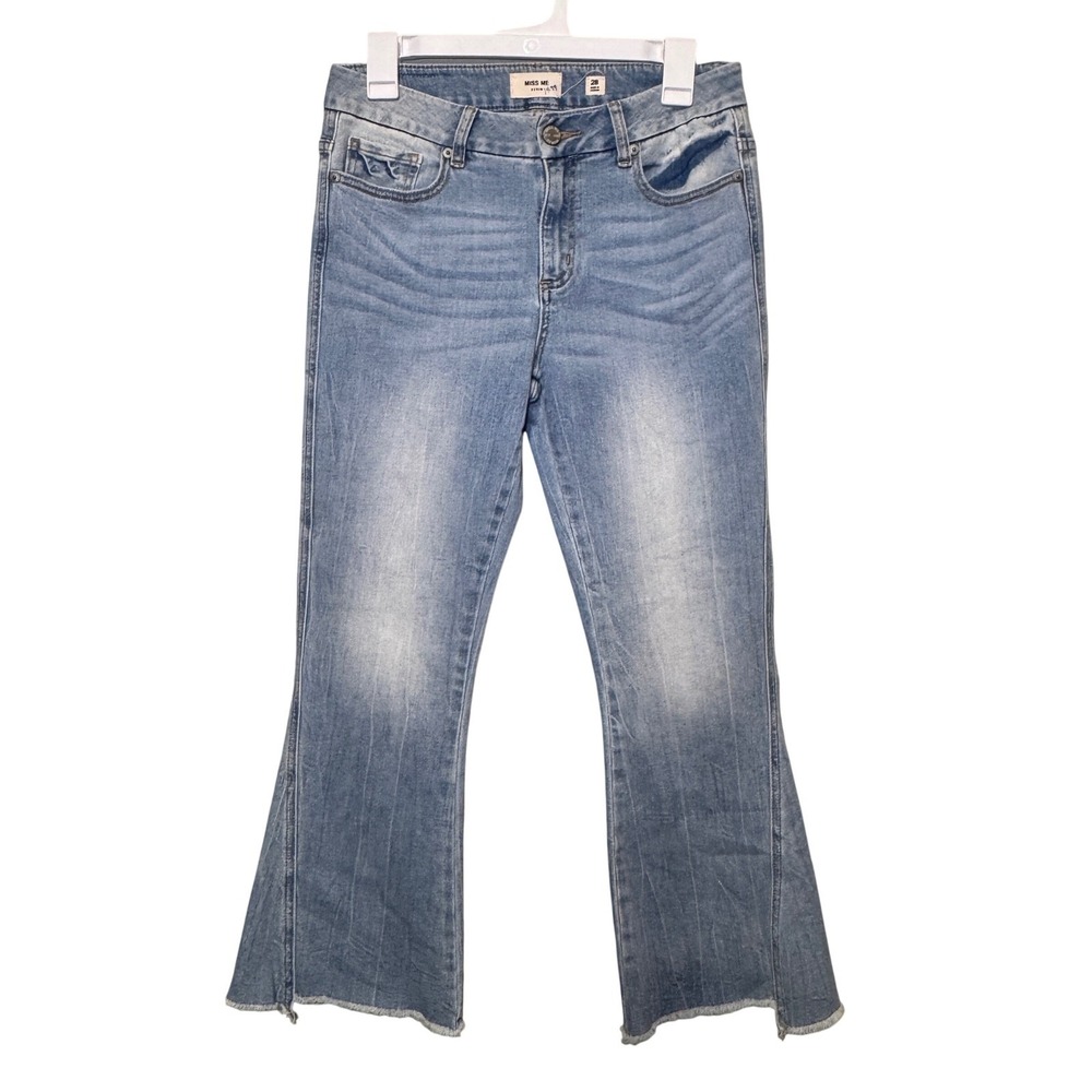Miss Me Womens Crop Flare Jeans Light Wash Raw Hem Size 28 M2190FL